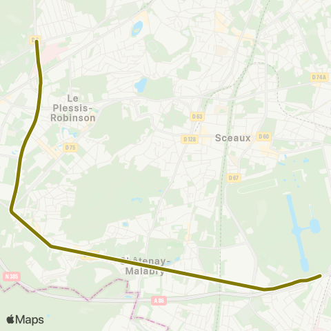 Île-de-France Mobilités Clamart <>︎ La Croix de Berny map