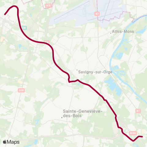 Île-de-France Mobilités Massy-Palaiseau <> Évry-Courcouronnes︎ map