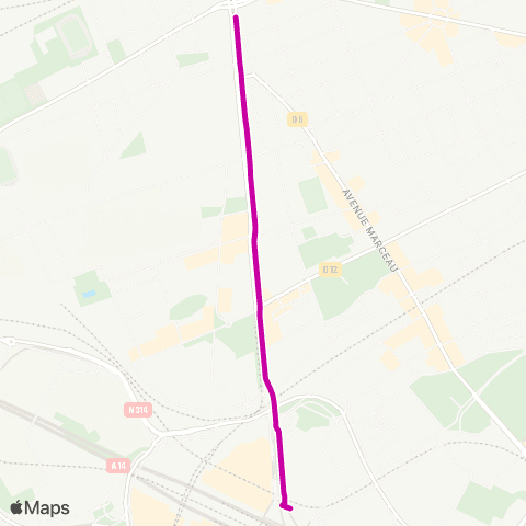 Substitution Tramway Bus de substitution Tramway T2 map