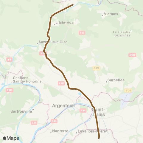 SNCF Gare du N. <>︎ Luzarches • Persan-Beaumont • Pontoise <>︎ Creil map