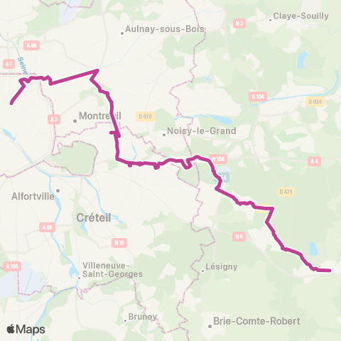 Substitution RER RATP/SNCF Bus de substitution RER E map