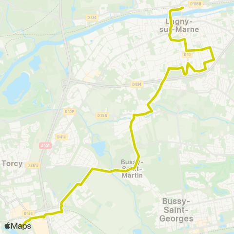 Île-de-France Mobilités Gare de Lagny Thorigny <> Gare de Torcy RER map