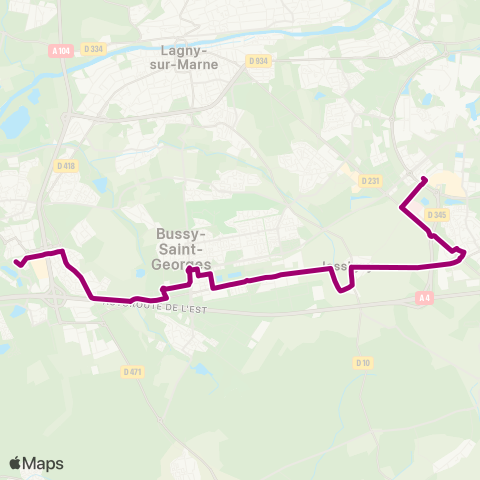 Île-de-France Mobilités Gare de Val d'Europe <> Gare de Torcy RER map