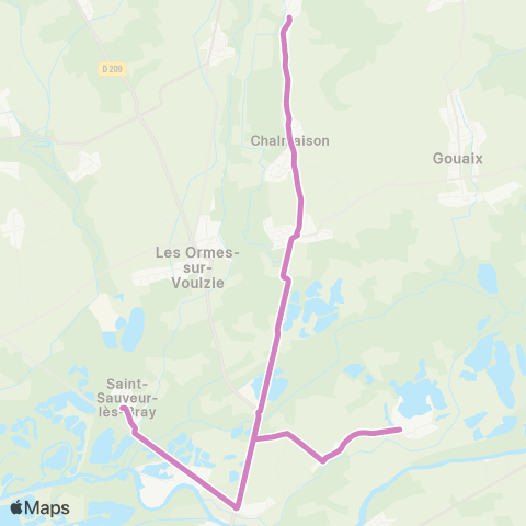 Île-de-France Mobilités Saint Sauveur <> Les Praillons map