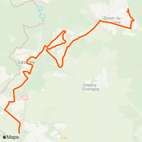 Île-de-France Mobilités Lycée Blaise Pascal Parking <> Gare d'Ozoir-la-Ferrière map
