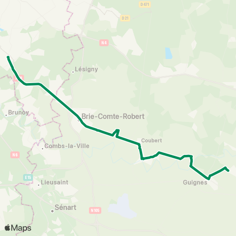 Île-de-France Mobilités Gare de Verneuil-l'Étang <> Gare de Boissy-St-Léger map