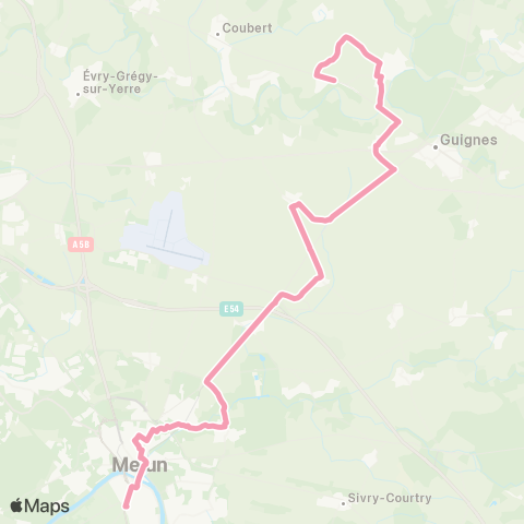 Île-de-France Mobilités Gare de Melun / Pl. de l'Ermitage <> Les Etards map