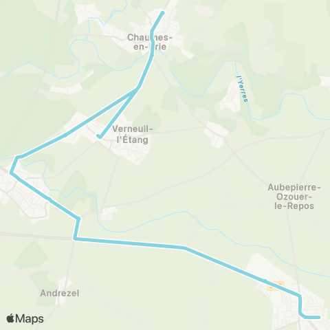 Île-de-France Mobilités Salle des Fêtes <> Gare de Verneuil-l'Étang map