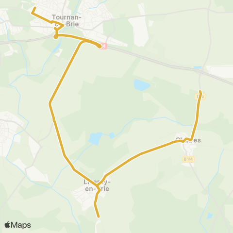 Île-de-France Mobilités Coffry <> Gare de Tournan map