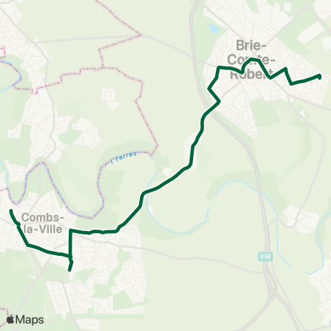 Île-de-France Mobilités Ambroise Paré <> Gare de Combs-la-Ville Quincy map