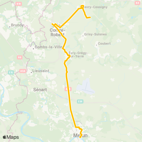Île-de-France Mobilités Lycée Blaise Pascal RD 319 <> Cossigny map