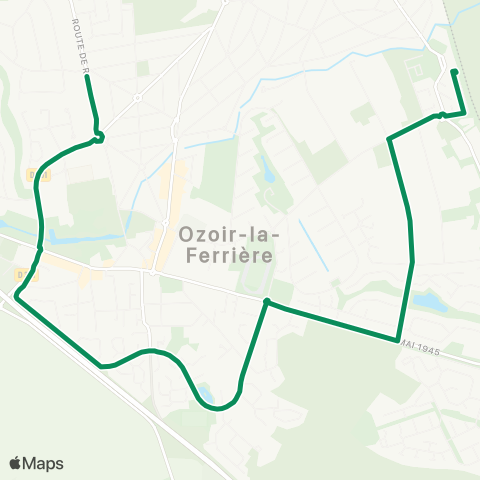 Île-de-France Mobilités Poirier <> Gare d'Ozoir-la-Ferrière map