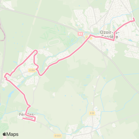 Île-de-France Mobilités Gare d'Ozoir-la-Ferrière <> La Borde map