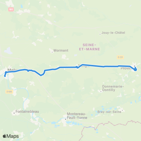 Île-de-France Mobilités Gare SNCF Pl. de l'Ermitage <> Gare SNCF Quai 4 map