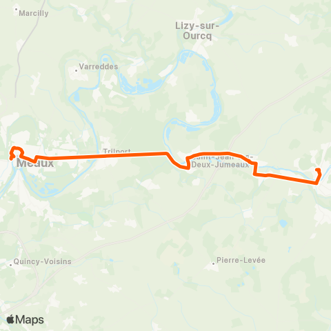 Île-de-France Mobilités Lycée Pierre de Coubertin <> Gare de la Ferté-sous-Jouarre (Quai I) map