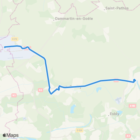 Île-de-France Mobilités Gare de Meaux (Quai d) <> Gare de Roissypôle / Aéroport CDG 1 Terminal 3 (C4) map