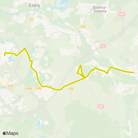 Île-de-France Mobilités Chessy N. / Quai F <> Gare de Crécy-la-Chapelle (Dépose) map