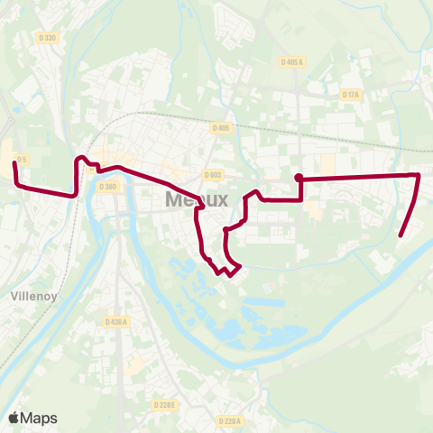 Île-de-France Mobilités Les Platanes <> Les Saisons de Meaux map