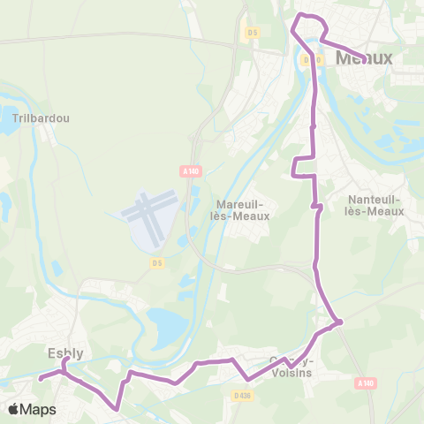 Île-de-France Mobilités Philo <> Gare d'Esbly / Quai B map