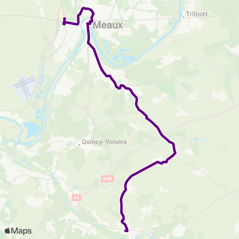 Île-de-France Mobilités Lycée Pierre de Coubertin <> Gare de Crécy-la-Chapelle (Dépose) map