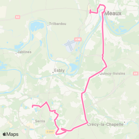 Île-de-France Mobilités Lycée Pierre de Coubertin <> Chessy N. / Dépose map