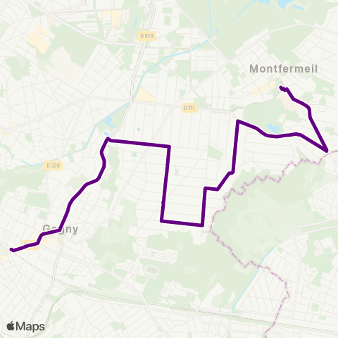 Île-de-France Mobilités Hôpital de Montfermeil <> Gare de Gagny map