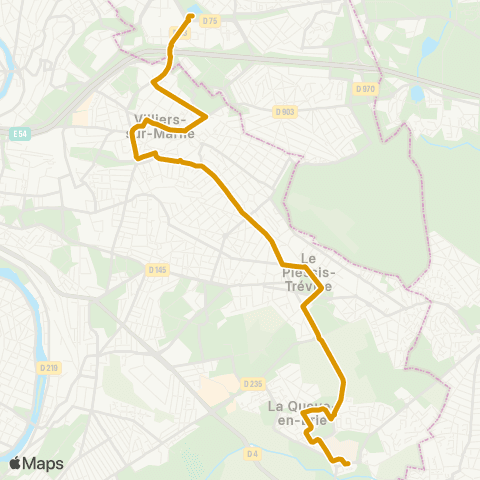 Île-de-France Mobilités Hôp. <> Gare de Noisy-le-Grand - Mont d'E. map