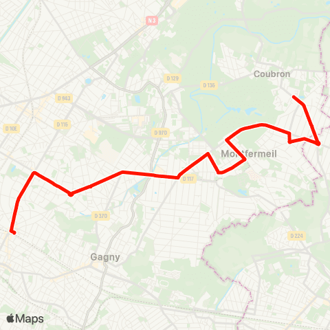Île-de-France Mobilités Gare du Raincy - Villemomble - Montfermeil <> Corot map