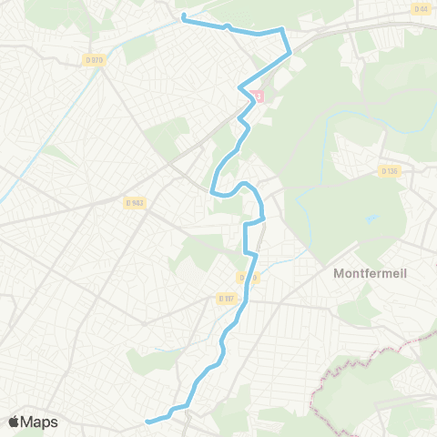 Île-de-France Mobilités Gare de Sevran - Livry <> Gare de Gagny map
