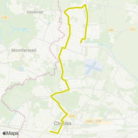 Île-de-France Mobilités Désiré Lefèvre <> Gare de Chelles - Gournay map