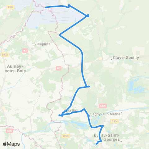 Île-de-France Mobilités Gare de Torcy <> Roissypôle - Aéroport CDG 1 (G2) map