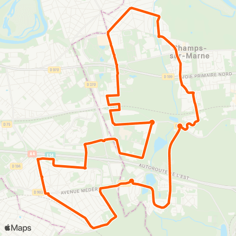 Île-de-France Mobilités CROUS <> Gare de Noisy-Champs - Descartes map