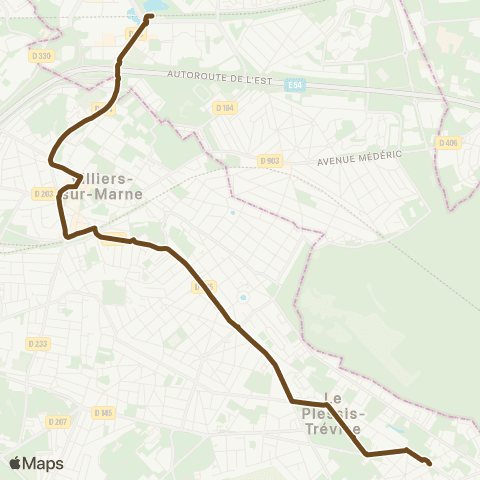Île-de-France Mobilités Gare de Noisy-le-Grand - Mont d'E. <> Pl. de Verdun map