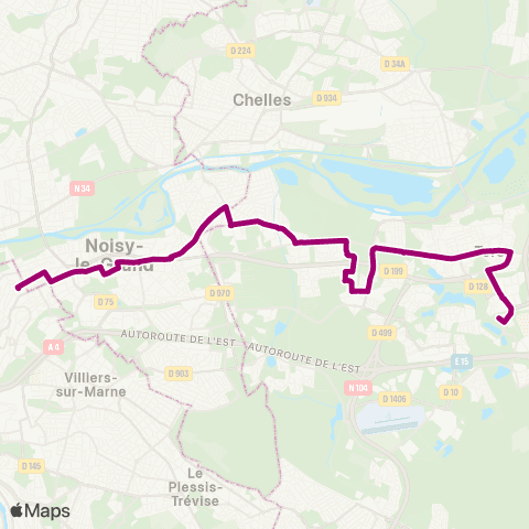 Île-de-France Mobilités Gare de Torcy <> Bry-sur-Marne RER map