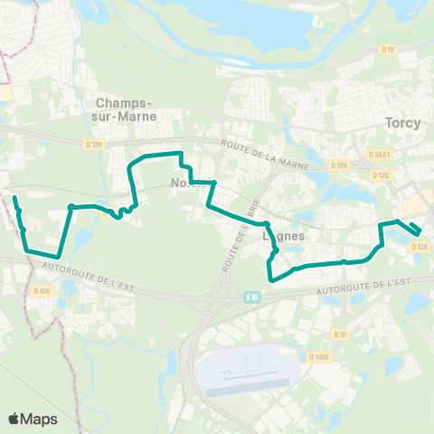 Île-de-France Mobilités CROUS <> Gare de Torcy map