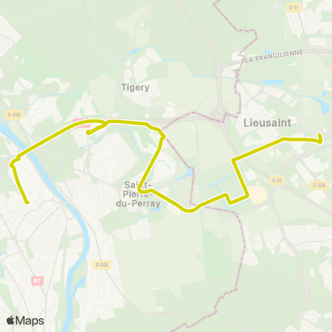 Île-de-France Mobilités Gare de Corbeil-Essonnes <> Gare de Lieusaint - Moissy map