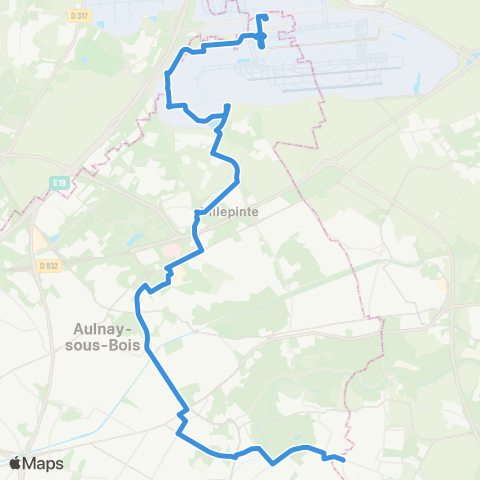 Île-de-France Mobilités Rd-pt des Sciences <> Roissypôle / Aéroport CDG 1 (D3) map