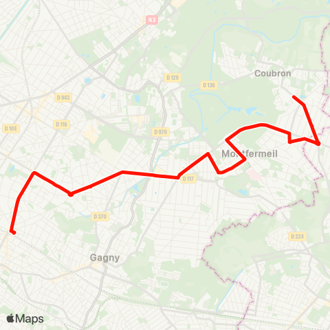 Île-de-France Mobilités Corot <> Gare du Raincy Villemomble Montfermeil map