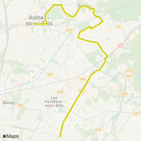 Île-de-France Mobilités Gare du Raincy Villemomble Montfermeil <> Gare de Sevran-Livry map