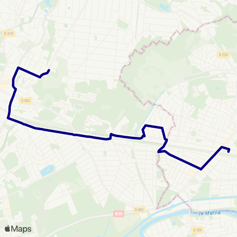 Île-de-France Mobilités Collège Pablo Néruda <> Gare de Chelles / Gournay map