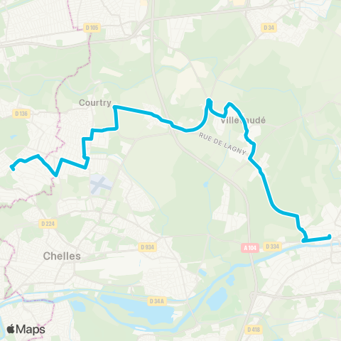 Île-de-France Mobilités Hôp. de Montfermeil <> Gare de Lagny Thorigny map