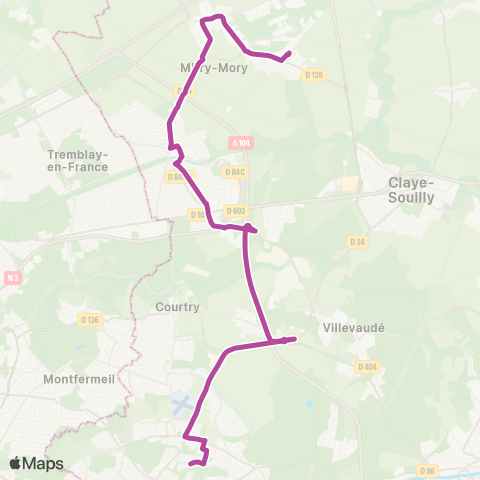 Île-de-France Mobilités Cité Scolaire <> Gare de Mitry Claye map