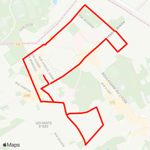 Île-de-France Mobilités Mairie d'Issy <> Mairie d'Issy / Horace Vernet map