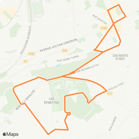 Île-de-France Mobilités Mairie d'Issy / Horace Vernet <> Mairie d'Issy map