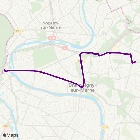 Île-de-France Mobilités Joinville-le-Pont RER <> Villiers-s/-Marne / le Plessis-Trévise RER map