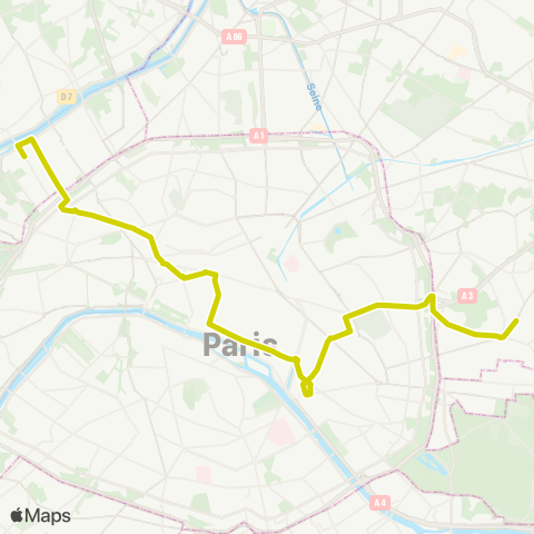 Île-de-France Mobilités Pont de Levallois / Bécon <> Mairie de Montreuil map
