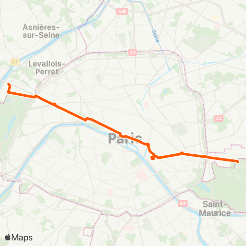 Île-de-France Mobilités Château de Vincennes <> Pont de Neuilly-Métro map