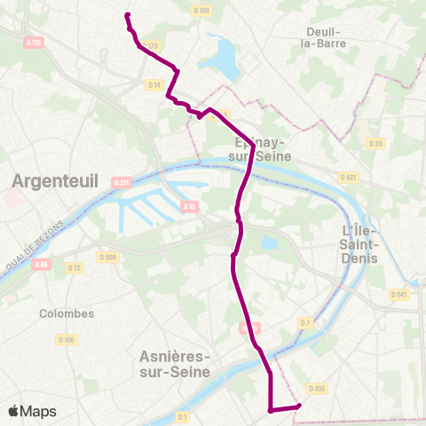 Île-de-France Mobilités Saint-Ouen RER <> Gare d'Ermont-Eaubonne map