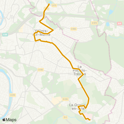 Île-de-France Mobilités Hôp. <> Noisy-le-Grand / Mont d'E. RER map