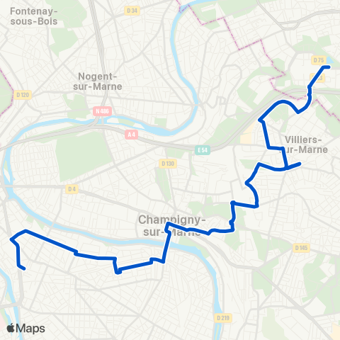 Île-de-France Mobilités Noisy-le-Grand / Mont d'E. RER / Quai 7 <> St-Maur / Créteil RER map